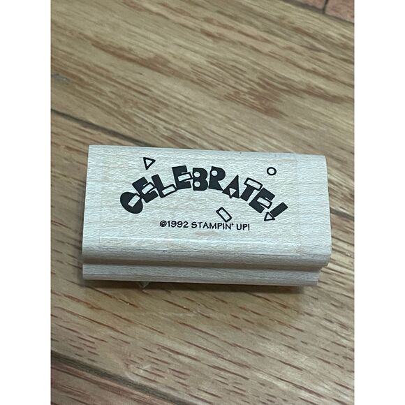 💕Stampin’ Up 1992 Celebrate Rubber Stamp - Picture 1 of 3